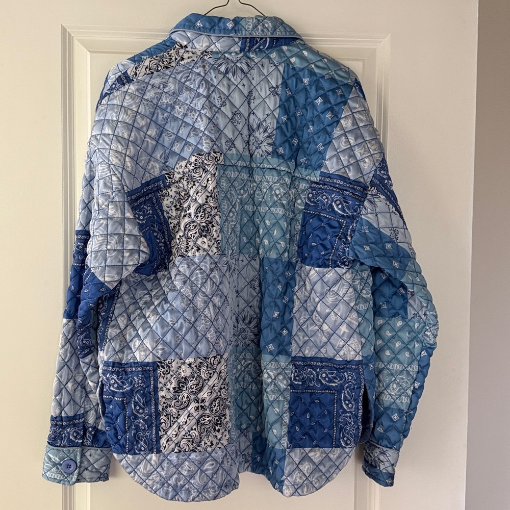 Quilted Patchwork Utility Jacket In Blue - image 3